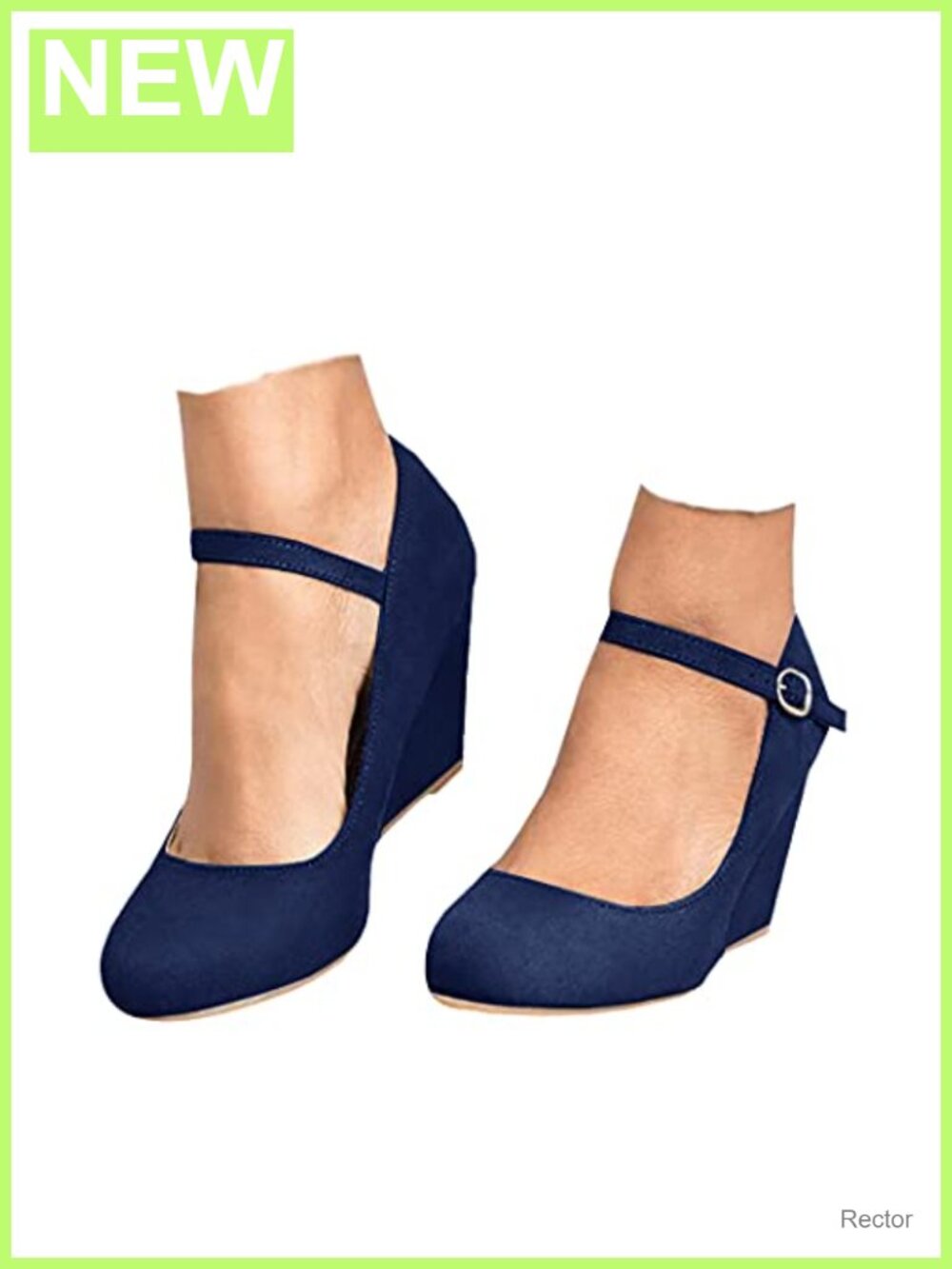 Mary Jane Wedge Pumps Women Suede Heels Ankle Strap Dressy